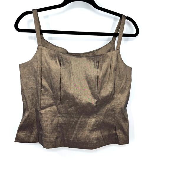VTG Y2K Alex Evenings Corset Top L P Bronze Metallic Square Neck Stretchy Fairy - Picture 1 of 7